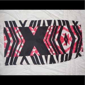 Pencil Midi Skirt with Black Pink and White